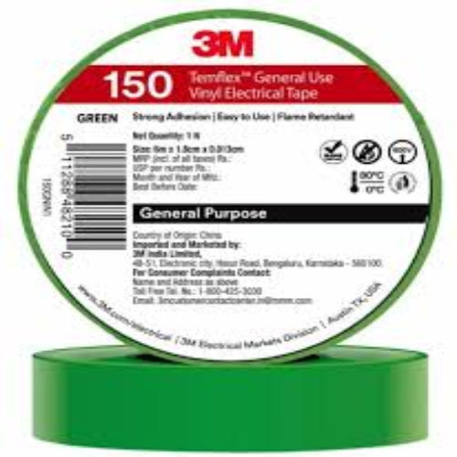 TEMFLEX150_18MM ELECTRICAL TAPE GREEN - 3M