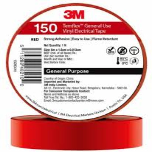 TEMFLEX150_18MM ELECTRICAL TAPE RED - 3M